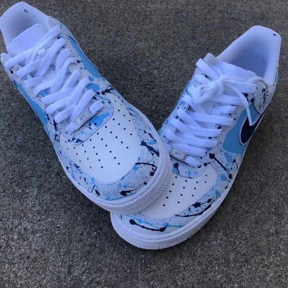 Air Force 1 Splatter Sky Baby Blue Navy Dark White Custom Shoes Mens Womens Kids main image 15